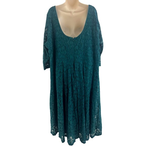 Lane Bryant Dark Green Lace High-Low Dress Size 28 4X Plus Christmas Holiday - Picture 4 of 10